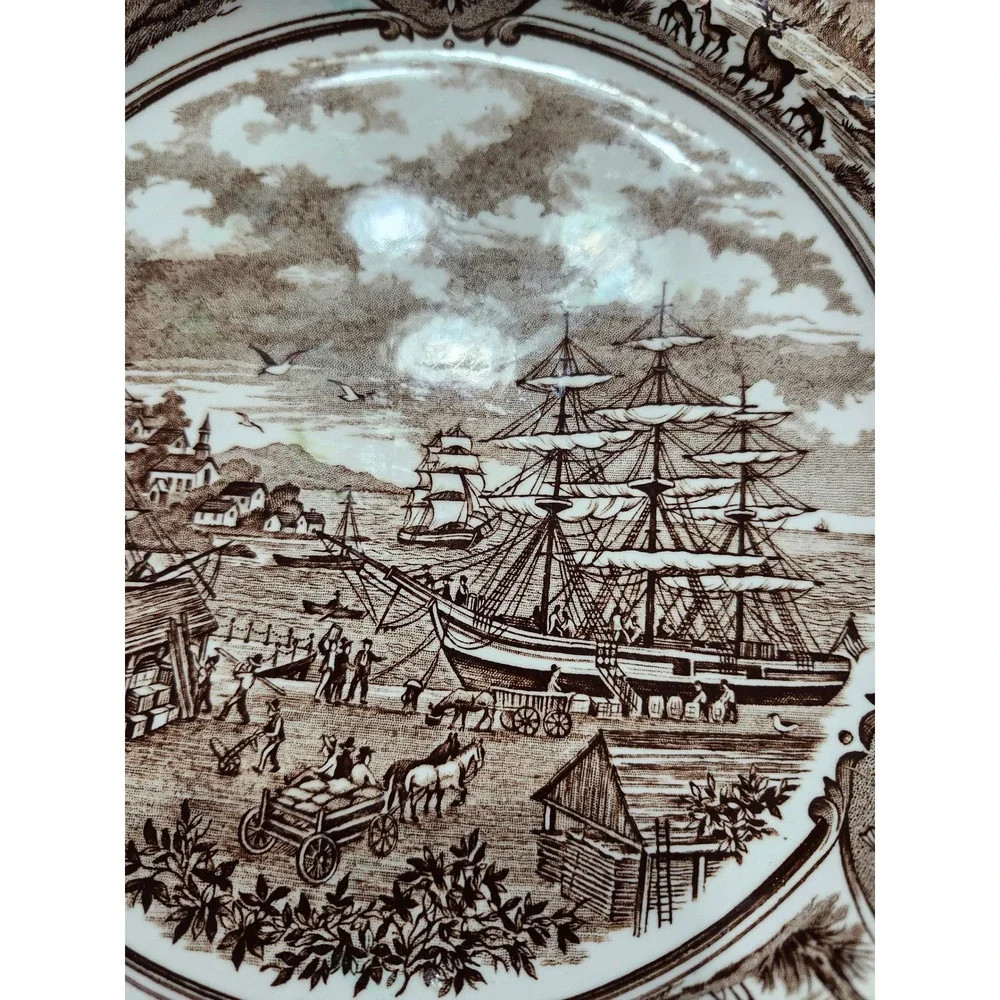 Royal Staffordshire American Legend J.&G Meakin England Brown Transferware Plate